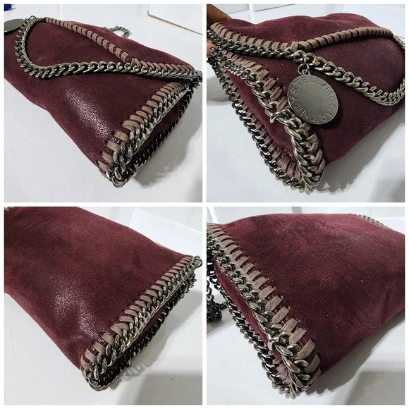 Stella McCartney Faux Leather Falabella Shoulder Bag Burgundy - Picture 13 of 14